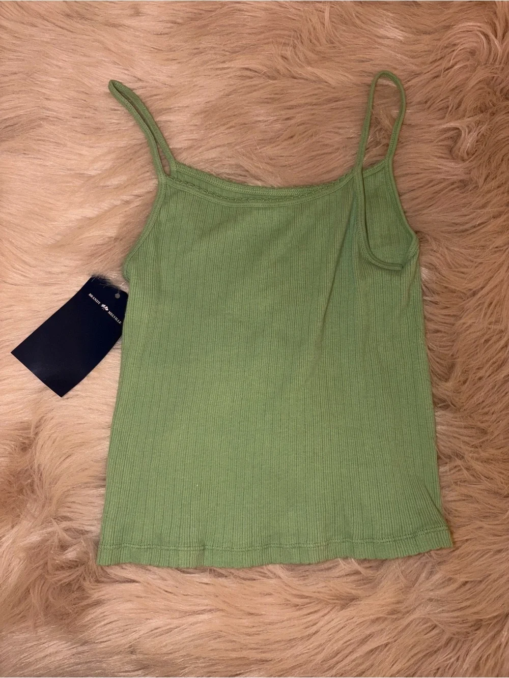 American Eagle Outfitters Olive Green Ribbed Spaghetti Strap Cami